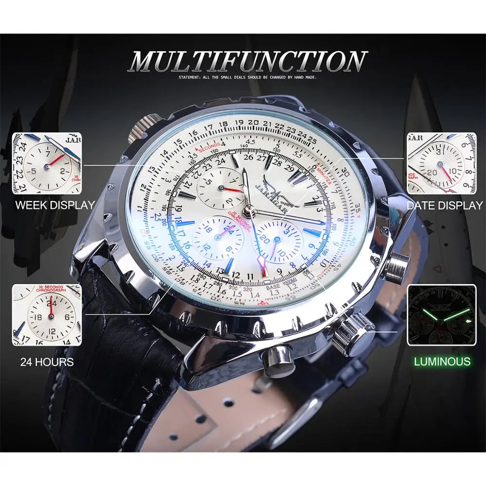 2020 Jaragar Top Brand Luxury Mechanical Male Watches Blue Glass Aviator Series Military True Men's Sport Automatic Wrist Watch