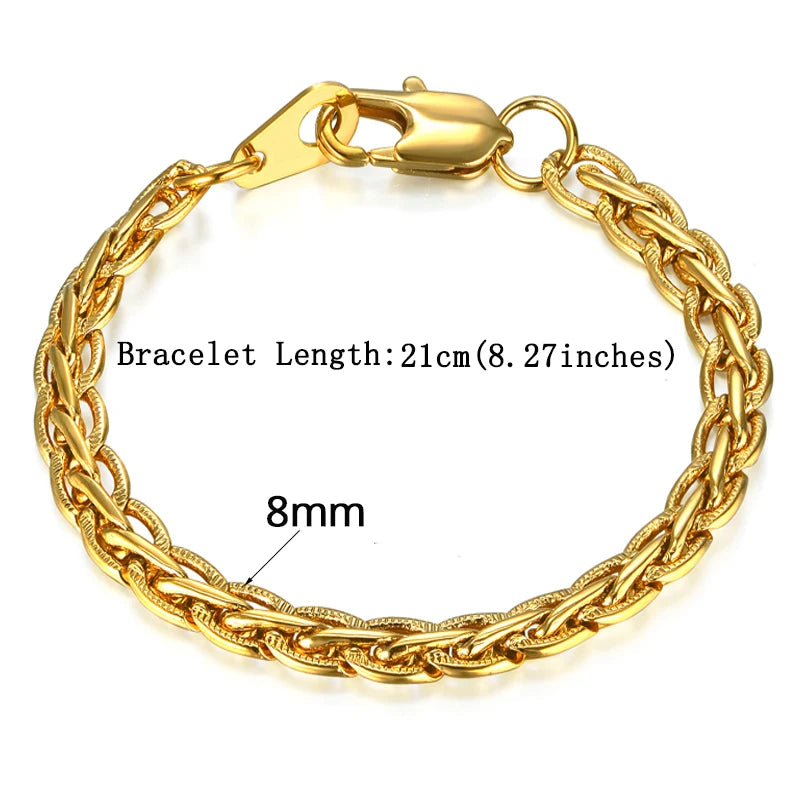 Mens 316L Stainless Steel Male Bracelet Wholesale Braslet Gold Silver Color Braclet Chunky Cuban Chain Link Bracelet For Man