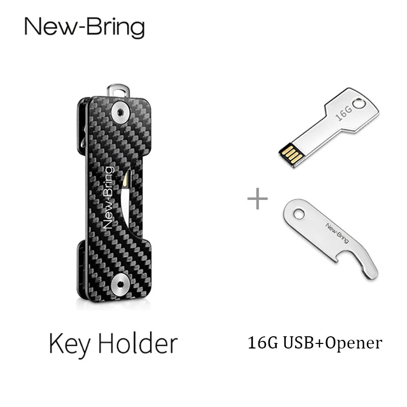 NewBring Smart Key Holder Keychain Car Key Wallets Ring Collector Housekeeper Carbon Fiber G2 DIY EDC Pocket Key Organizer Smart