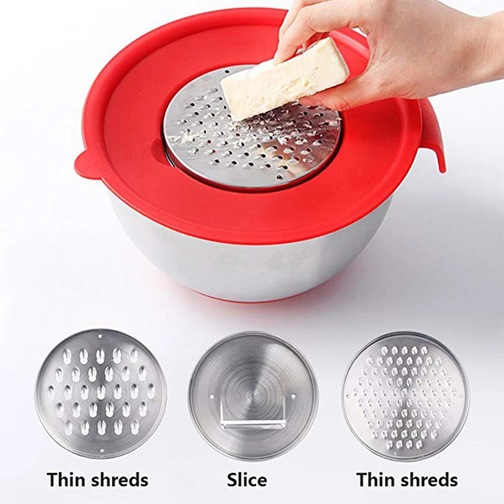 Silicone Bottom Tableware Mixing Bowl Non-Slip Food Container Thickened Kitchen Utensil Stainless Steel With Lid