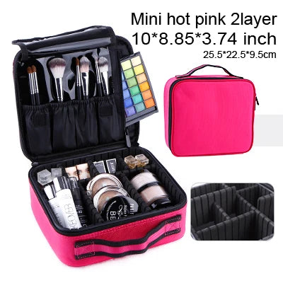 KIMLUD, 2023 New Makeup Cosmetic Case Waterproof Oxford Cloth Large Capacity Travel Storage Bag Tattoo Beautician Suitcases, Hot pink XS 2 layer / CHINA, KIMLUD APPAREL - Womens Clothes