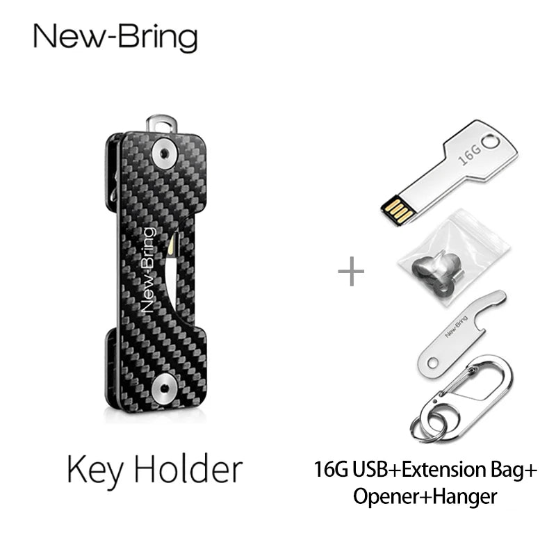 NewBring Smart Key Holder Keychain Car Key Wallets Ring Collector Housekeeper Carbon Fiber G2 DIY EDC Pocket Key Organizer Smart