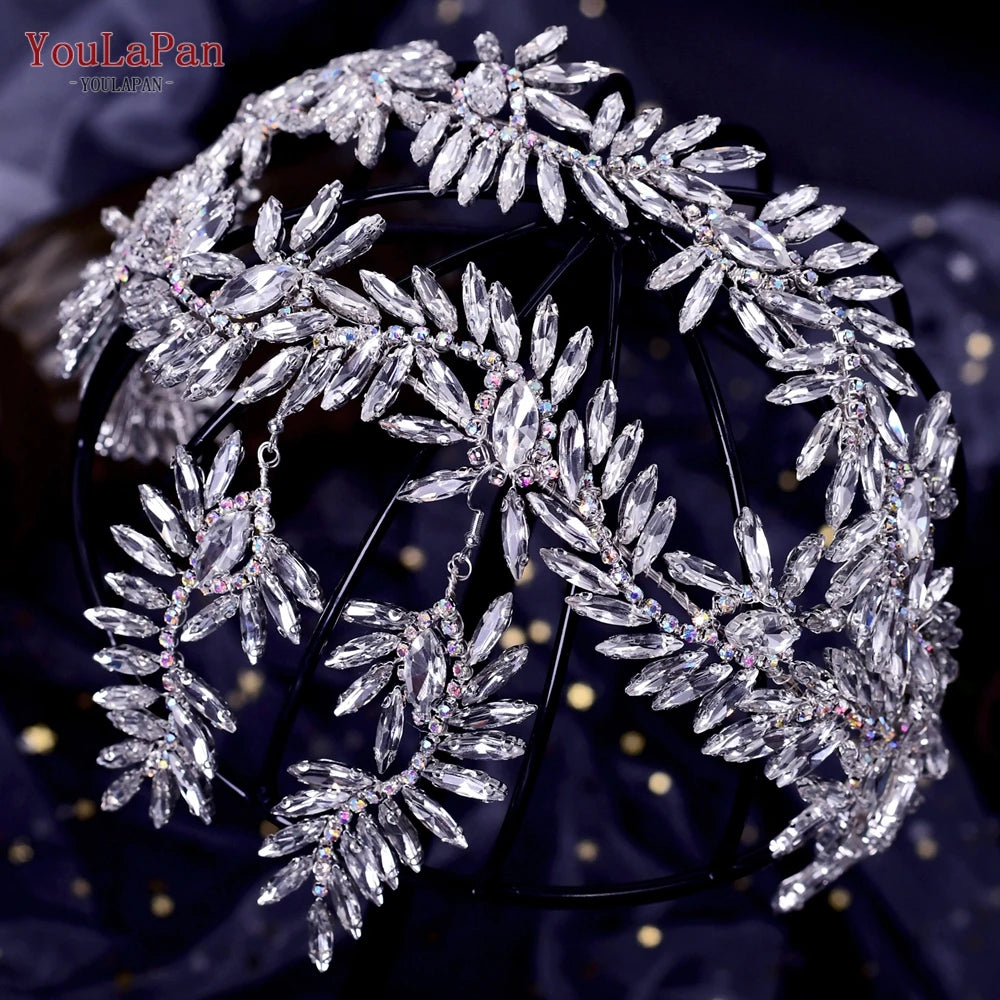 YouLaPan HP419 Rhinestone Bridal Headband Woman Headpiece Wedding Hair Accessories Bride Hair Tiara and Crown Crystal Headdress