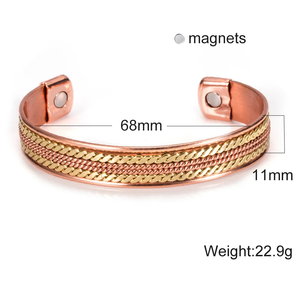 Twisted Pure Copper Bracelet Adjustable 11mm Wide Therapy Arthritis Energy Bracelet Benefits Cuff Copper Bracelets for Women