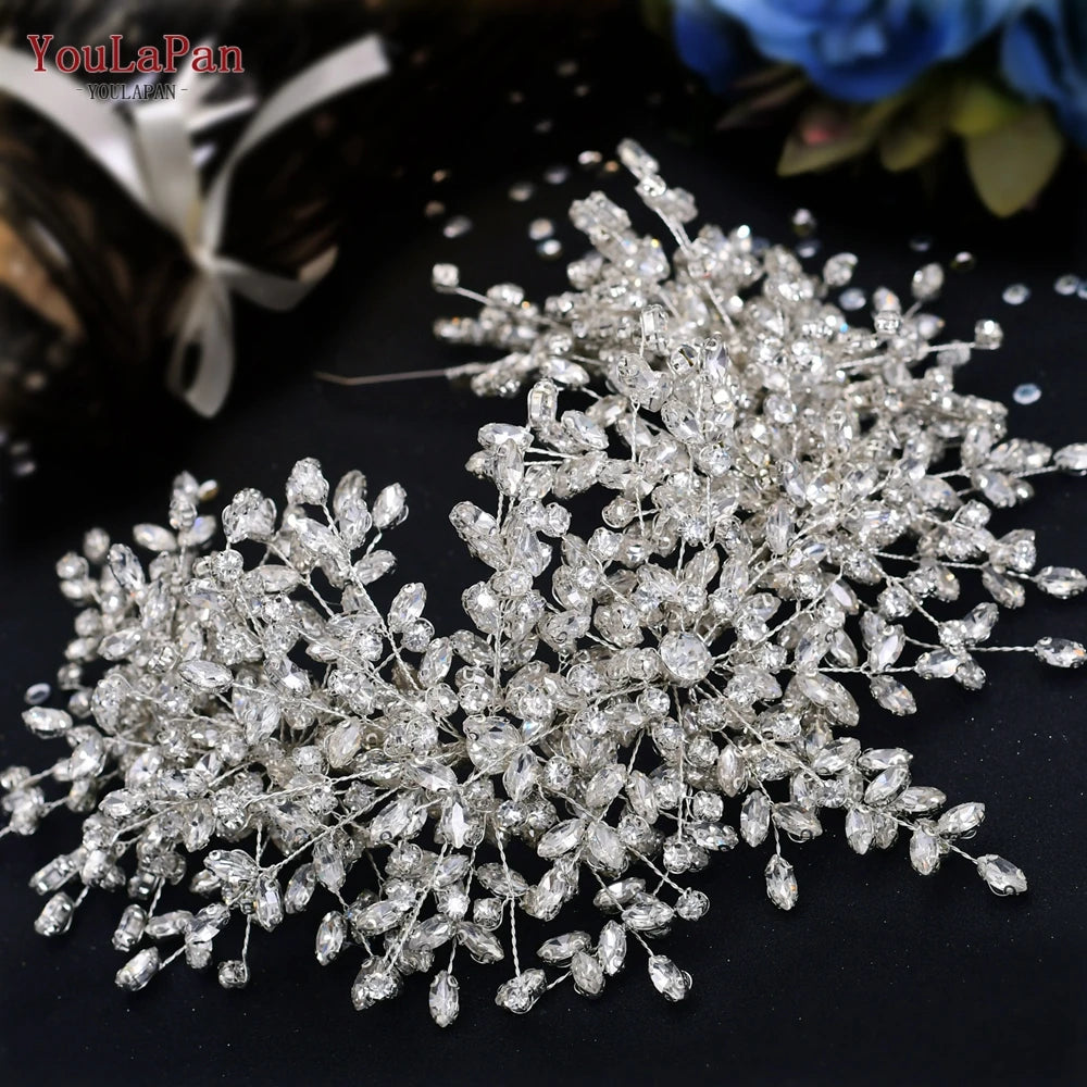 KIMLUD, YouLaPan Bride Exquisite Headband Tiara Full Rhinestone Bridesmaid Hair Band Women Fashion Headwear Wedding Accessories HP385, KIMLUD Womens Clothes