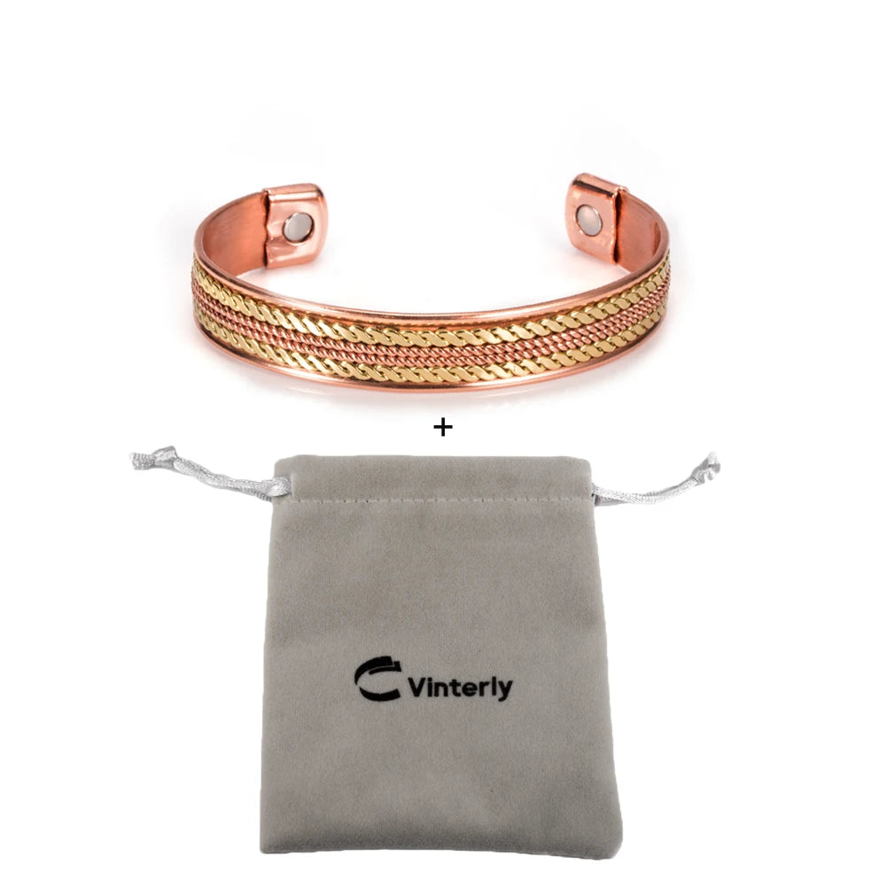 Twisted Pure Copper Bracelet Adjustable 11mm Wide Therapy Arthritis Energy Bracelet Benefits Cuff Copper Bracelets for Women