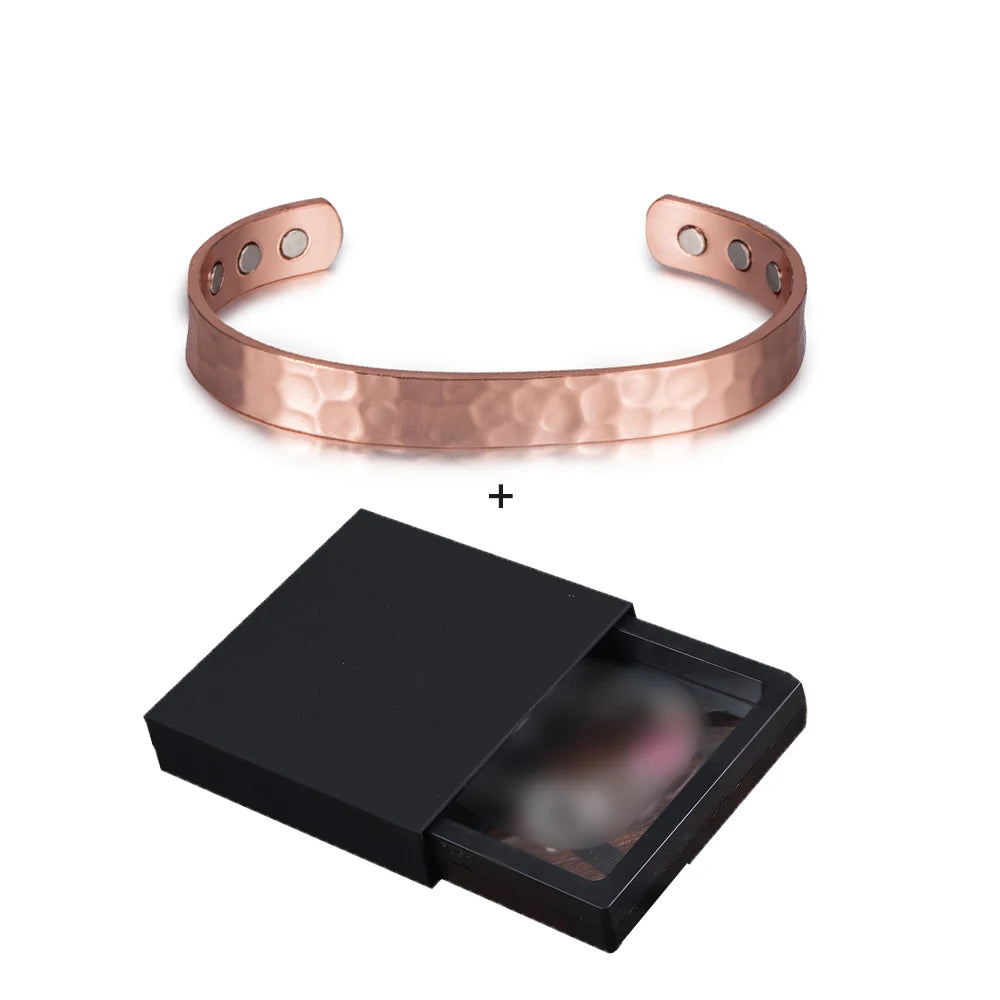 Pure Copper Magnetic Bracelet Arthritis Adjustable 10mm Vintage Magnetic Bracelet Health Energy Copper Cuff Bracelet &amp; Bangles