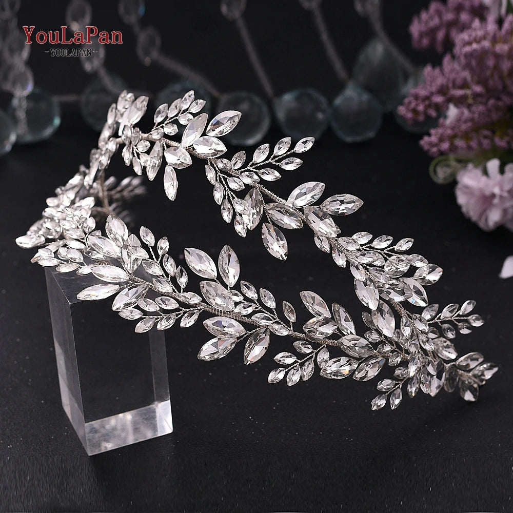 KIMLUD, TOPQUEEN HP304 Bridal Crowns and Tiaras Woman Headgear Rhinestone Hairbands Wedding Accessories Bride Headband Headdresses, HP304, KIMLUD APPAREL - Womens Clothes