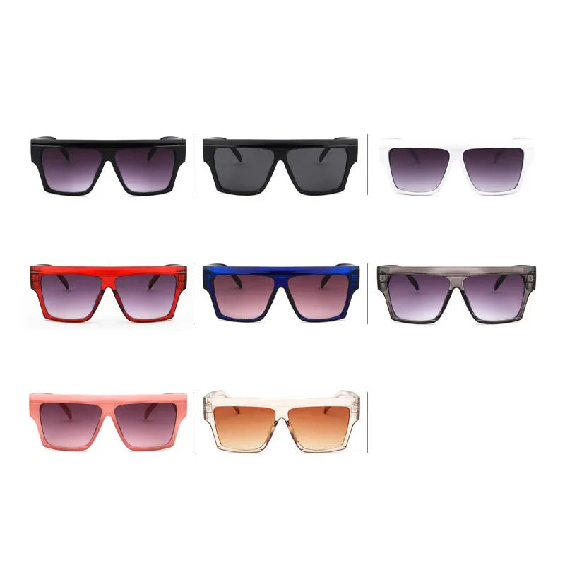 Luxury Brand Big Square Sunglasses Women Flat Top Plastic Frame Gradient Lens Oversized Sun Glasses Trendy Popular Black Shades - KIMLUD