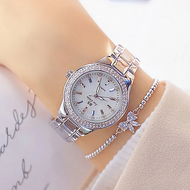 2022 Ladies Wrist Watches Dress Gold Watch Women Crystal Diamond Watches Stainless Steel Silver Clock Women Montre Femme 2021