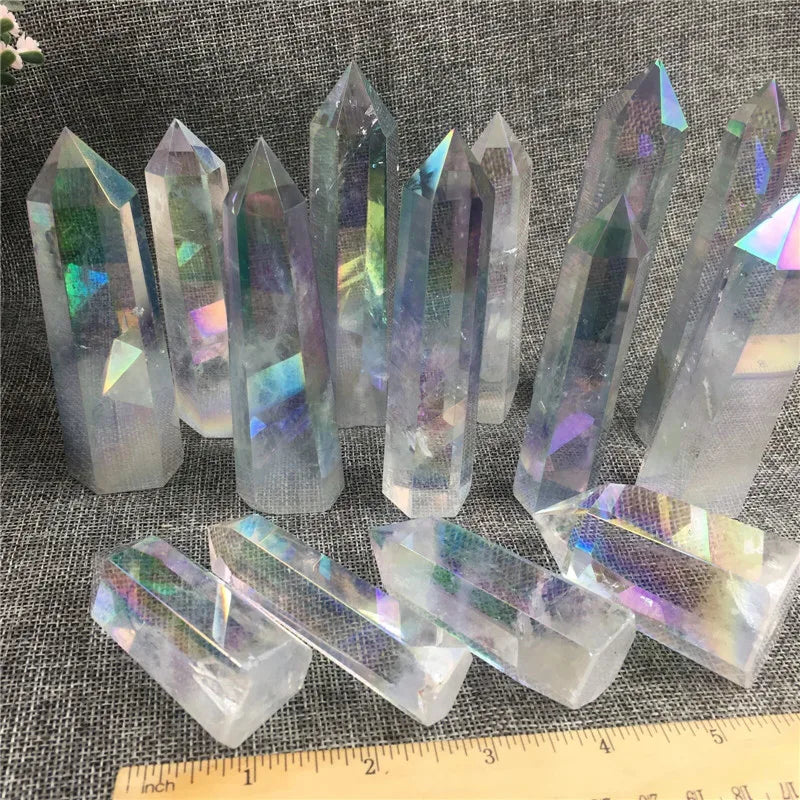 Aura Angel clear crystal stones wand point tower for healing quartz stone gift