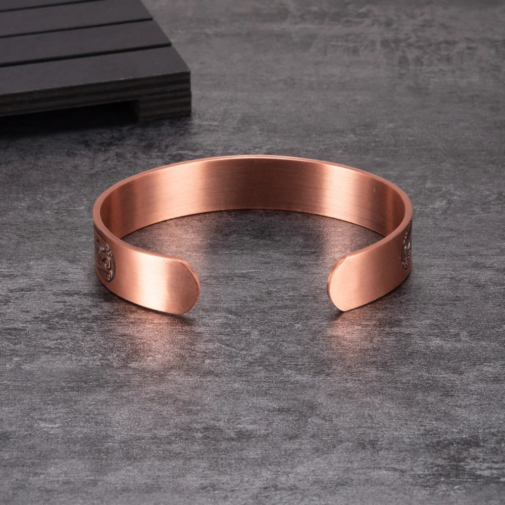 Viking Pure Copper Bracelet Men Adjustable Cuff Energy Magnetic Bracelet Benefits Wristband Hard Health Man Bracelet Knot Metal