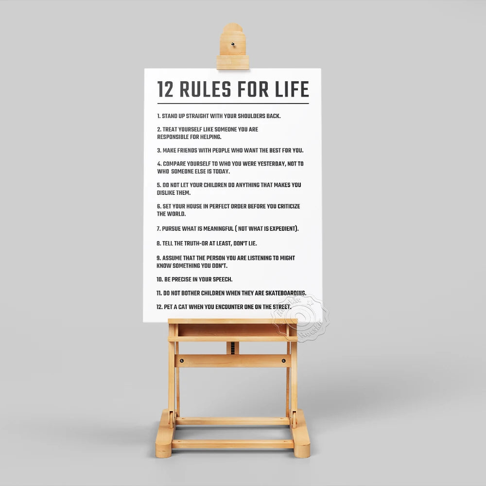 KIMLUD, Twelve Rules Of Life Poster, Jordan Peterson 12 Principles Wall Art, Motivational Education Life White Art Prints, Teacher Gift, KIMLUD Womens Clothes