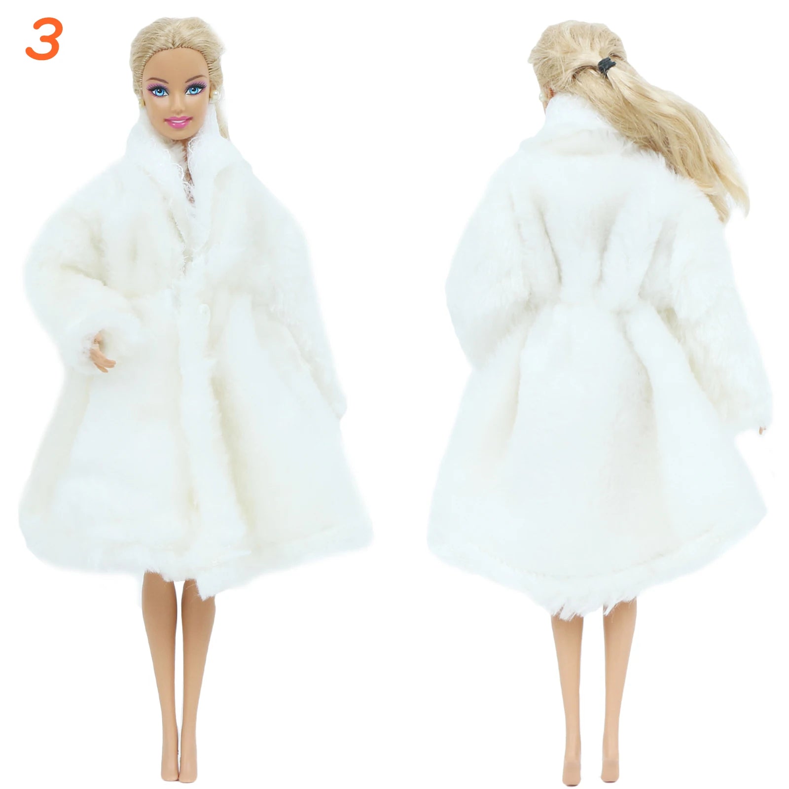 KIMLUD, Multicolor 2 Pcs/Set Long Sleeve Soft Fur Plush Coat Dress + High Heel Winter Wear Accessories for Barbie Doll Clothes Kids Toy, KIMLUD Womens Clothes