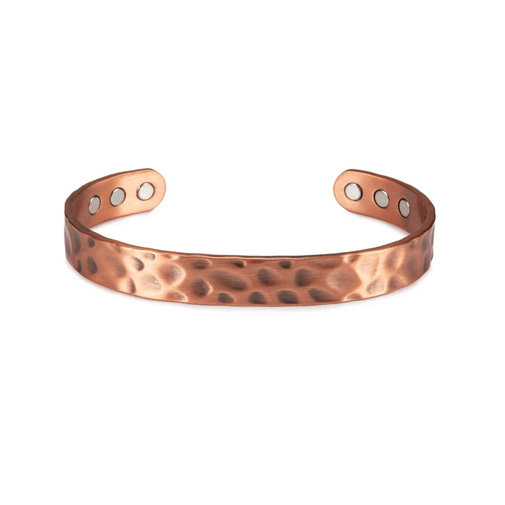 Pure Copper Magnetic Bracelet Arthritis Adjustable 10mm Vintage Magnetic Bracelet Health Energy Copper Cuff Bracelet &amp; Bangles