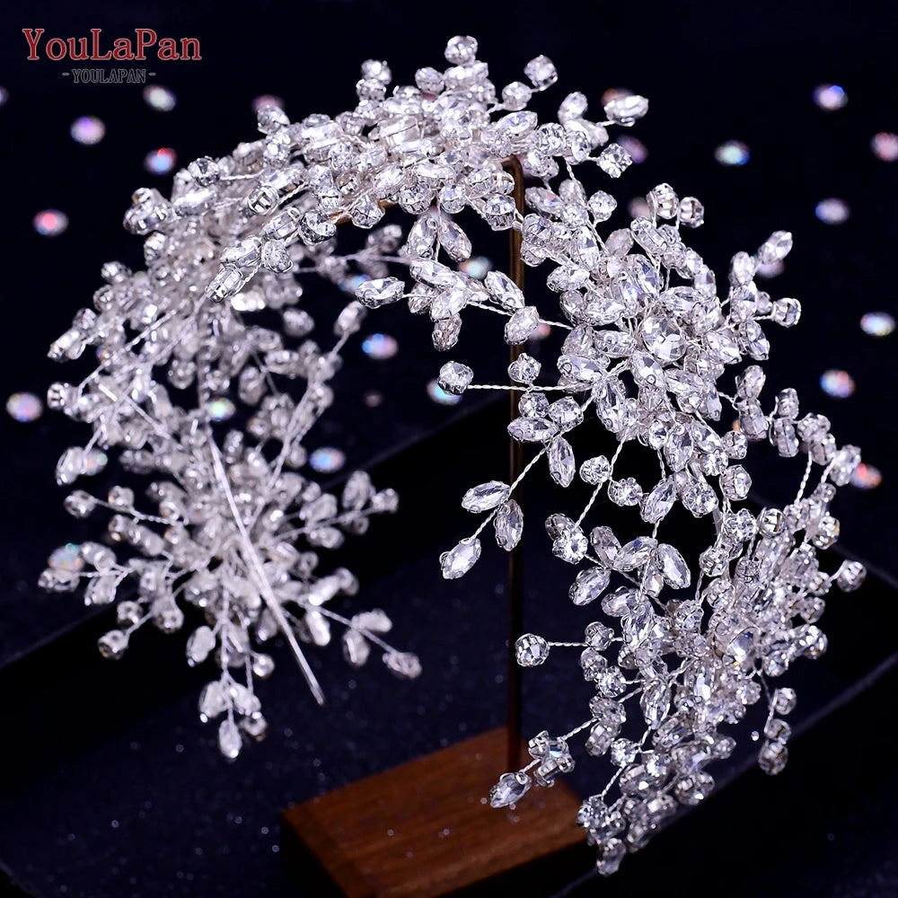 YouLaPan HP419 Rhinestone Bridal Headband Woman Headpiece Wedding Hair Accessories Bride Hair Tiara and Crown Crystal Headdress