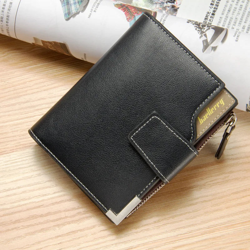 Customized Men Wallets Name Engraving Card Holders Zipper Fashion Short Men Purse PU Leather High Quality Male Purse For Men