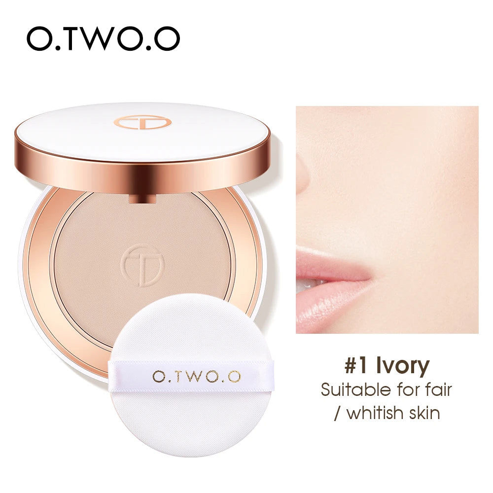 KIMLUD, O.TWO.O Face Setting Powder Cushion Compact Powder Oil-Control 3 Colors Matte Smooth Finish Concealer Makeup Pressed Powder, 01 ivory / China, KIMLUD APPAREL - Womens Clothes