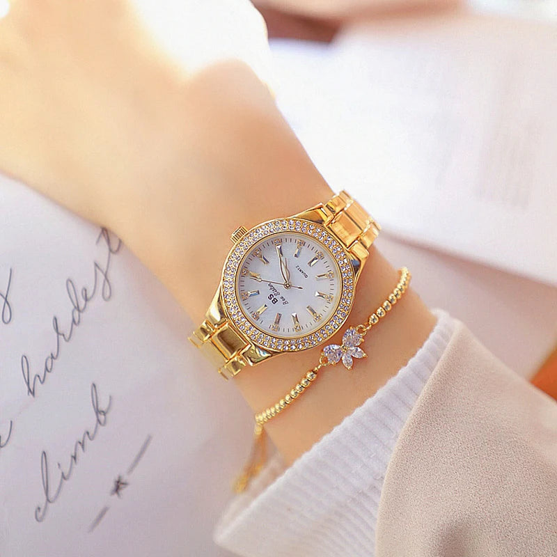 2022 Ladies Wrist Watches Dress Gold Watch Women Crystal Diamond Watches Stainless Steel Silver Clock Women Montre Femme 2021