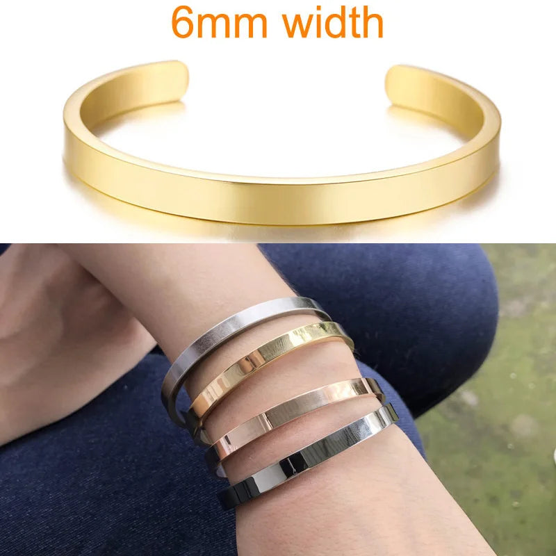 KIMLUD, Cuff Bracelet Bangle for Women ,Stainless Steel Openable Bracelet Couple,Charm Handchain Woman ,Stacked Layered Jewelry, 6mm gold, KIMLUD APPAREL - Womens Clothes