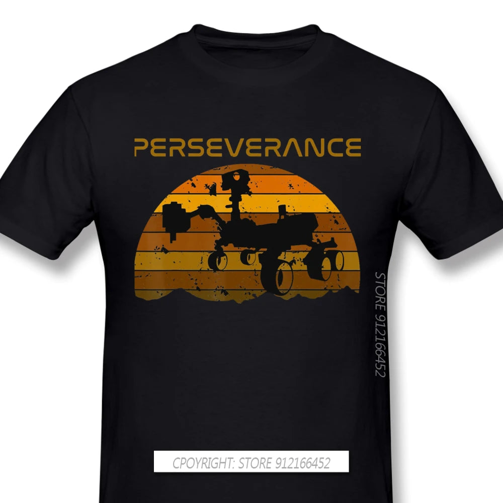 KIMLUD, Men Mars Occupy Mars Black T-Shirts Perseverance Mars Rover Vintage Exploration Pure Cotton Tee Harajuku Daily Life, KIMLUD Womens Clothes