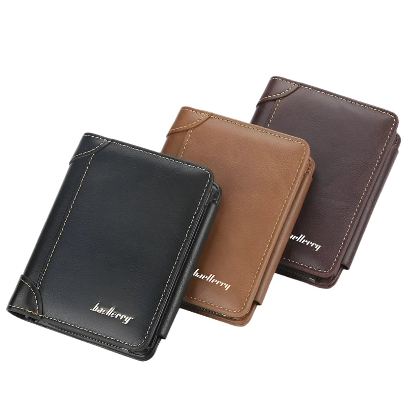 New PU Leather Men Wallets High Quality Zipper Short Desigh Card Holder Male Purse Vintage Coin Holder Men Wallets