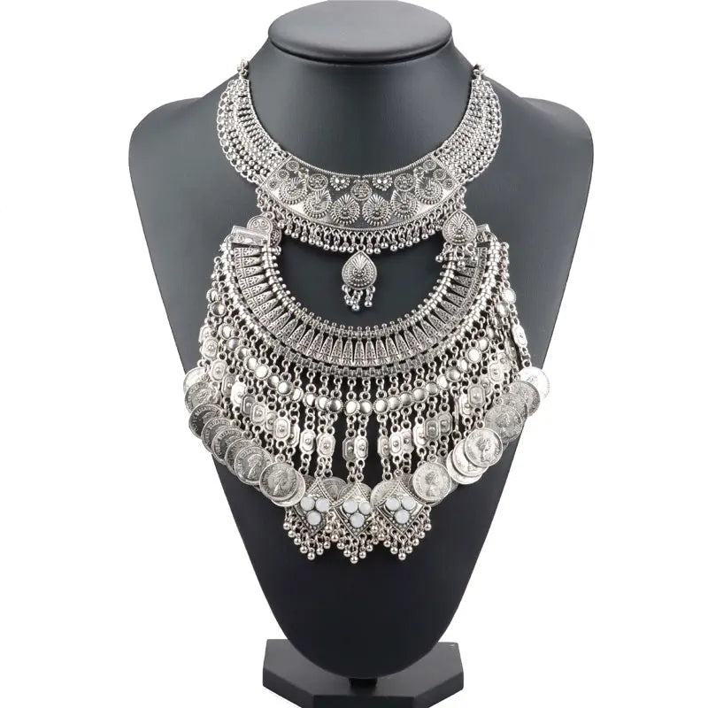 KMVEXO Gypsy Vintage Maxi Jewelry Trendy Collar Ethnic Bohemian Statement Necklace Women High Quality Crystal Choker Necklaces