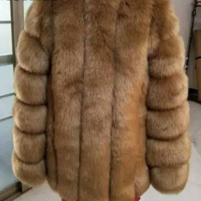 S-4XL Winter Luxury Faux Fox Fur Coat Slim Long Pink Red Blue Faux Fur Jacket Women Fake Fur Coats manteau fourrure wj1231w