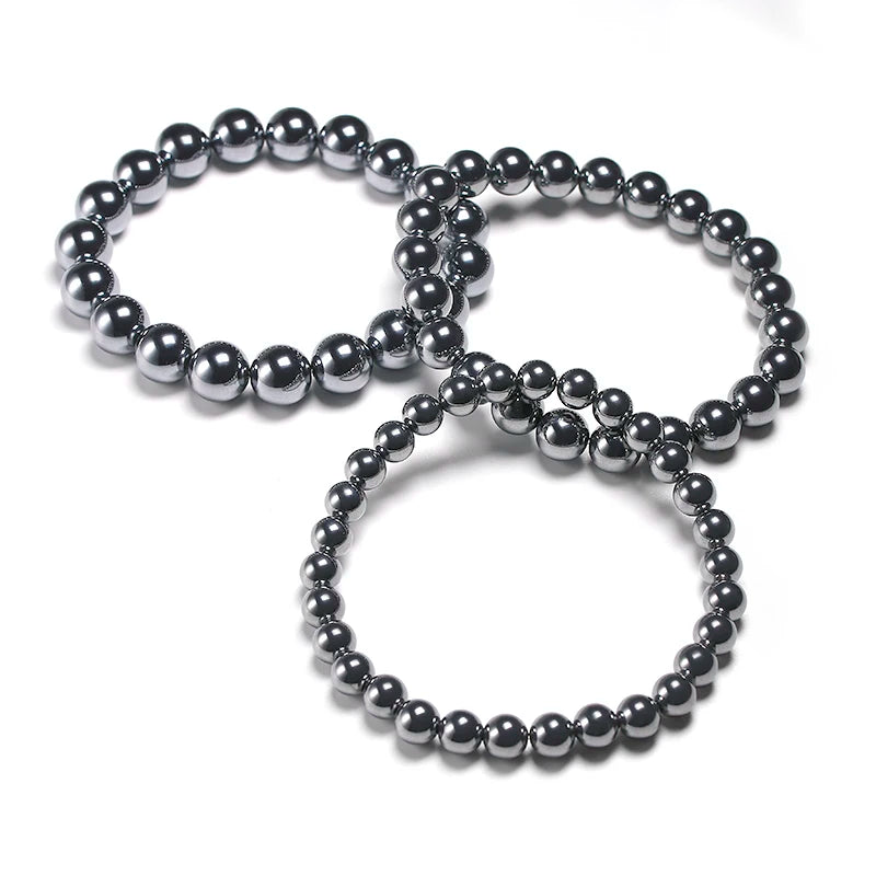 AAA Natural Black Shine Terahertz Round Beads Stone Beads Bracelet Women 6/8/10mm Men Jewelry Health Gemstone Gift