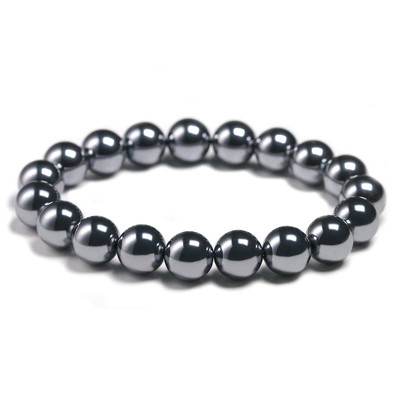 AAA Natural Black Shine Terahertz Round Beads Stone Beads Bracelet Women 6/8/10mm Men Jewelry Health Gemstone Gift