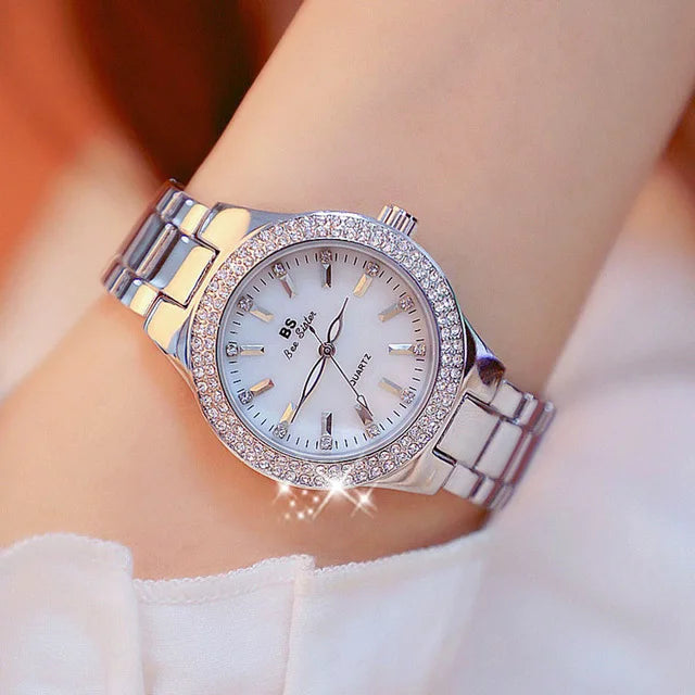 2022 Ladies Wrist Watches Dress Gold Watch Women Crystal Diamond Watches Stainless Steel Silver Clock Women Montre Femme 2021