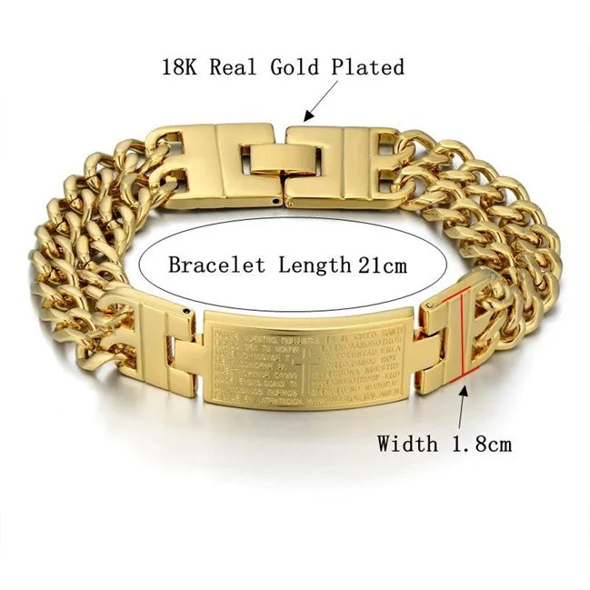 Jesus Cross Men's 316L Stainless Steel Bracelet Male Wholesale pulseira Mens Braclets Gold Color Wrist Bracelets For Men Jewelry