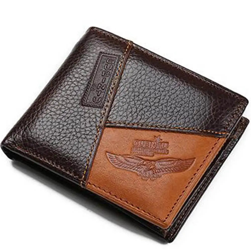 KIMLUD, GUBINTU Genuine Leather Men Wallets Coin Pocket Zipper Real Men's Leather Wallet with Coin High Quality Male Purse Eagle cartera, Type1, KIMLUD APPAREL - Womens Clothes