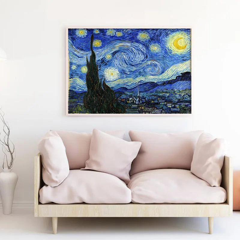 Van Gogh Starry Night Abstract Landscape Canvas Poster Famous Classic Wall Art Print Decorative Picture Modern Living Room Decor