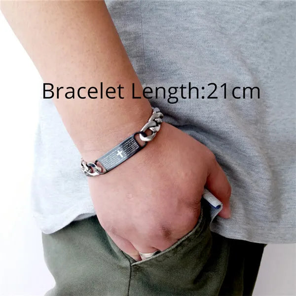 Jesus Cross Men's 316L Stainless Steel Bracelet Male Wholesale pulseira Mens Braclets Gold Color Wrist Bracelets For Men Jewelry