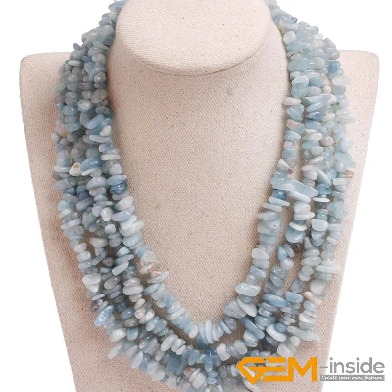 Handmade Assorted Chips Beaded Jewelry 17-20 Inch Multi Strands Cluster Statement Long Necklace For Women Gifts - KIMLUD