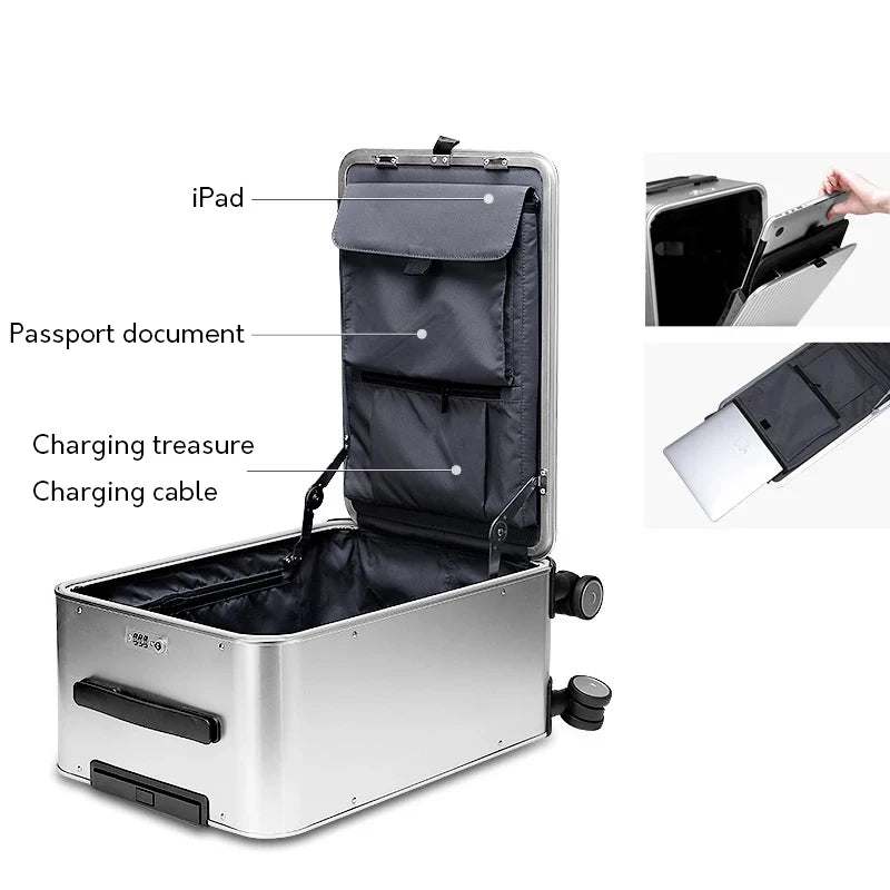 KIMLUD, Luxury Brand 100% Aluminum-magnesium alloy Rolling Luggage 16/20/24 inch size high quality trolley case Business Suitcase Wheels, KIMLUD Womens Clothes