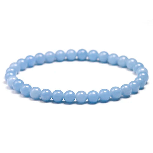 Genuine Natural Stone Peru Blue Angelite Round Beads 6 8 10MM  Bracelet For Women Men Energy Handmade Jewelry Gift