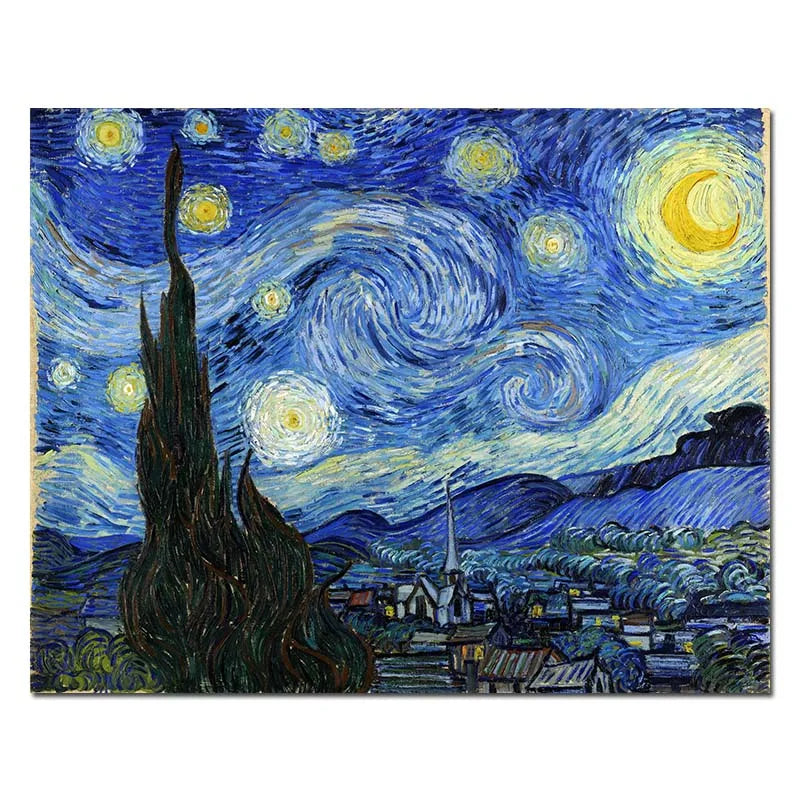 Van Gogh Starry Night Abstract Landscape Canvas Poster Famous Classic Wall Art Print Decorative Picture Modern Living Room Decor