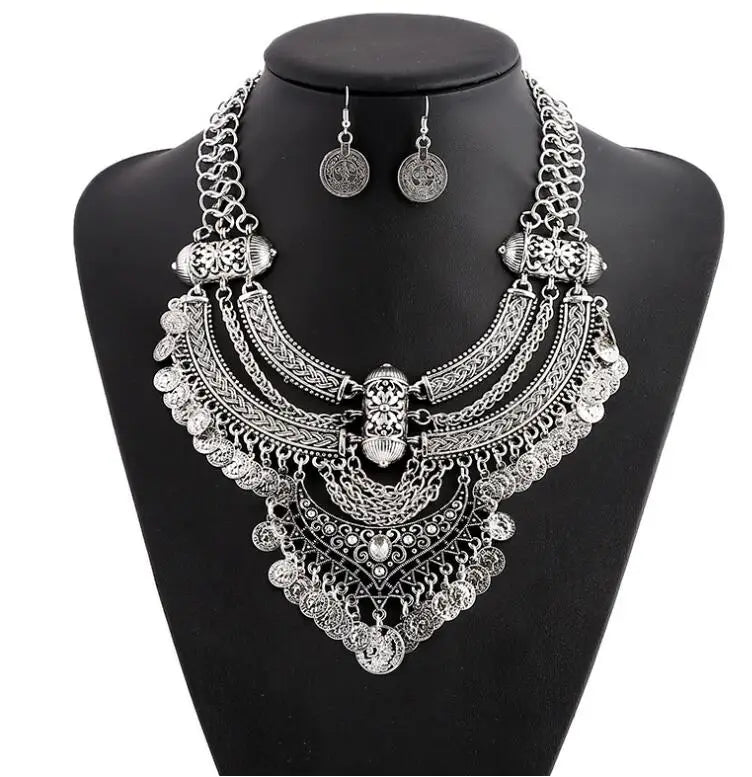 KMVEXO Gypsy Vintage Maxi Jewelry Trendy Collar Ethnic Bohemian Statement Necklace Women High Quality Crystal Choker Necklaces