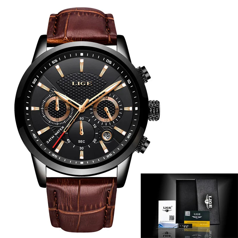 KIMLUD, Multifunction Mens Watches LIGE Top Brand Luxury Casual Quartz Watch Men Sport Waterproof Clock Silver Watches Relogio Masculino, All black L, KIMLUD APPAREL - Womens Clothes