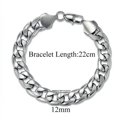 Mens 316L Stainless Steel Male Bracelet Wholesale Braslet Gold Silver Color Braclet Chunky Cuban Chain Link Bracelet For Man