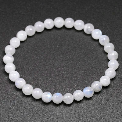 Natural rainbow Moonstone Women Bracelets Bangles Blue light Bracelets For Men Round Energy Stone Beads Handmade Jewellery Gift