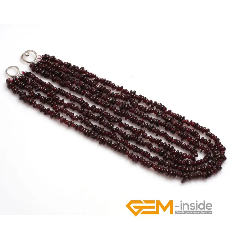 Handmade Assorted Chips Beaded Jewelry 17-20 Inch Multi Strands Cluster Statement Long Necklace For Women Gifts - KIMLUD