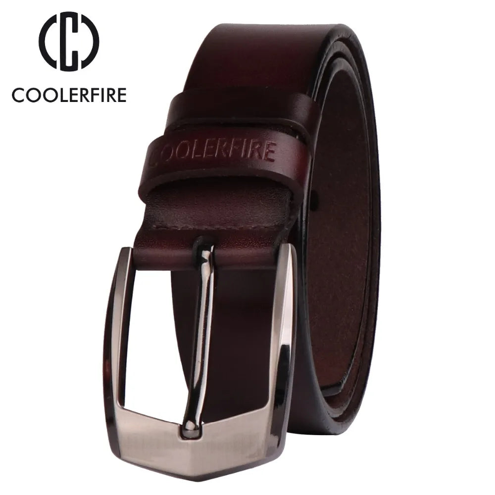 Coolerfire men high quality genuine leather belt luxury designer belts men cowskin fashion Strap male Jeans for man cowboy HQ043