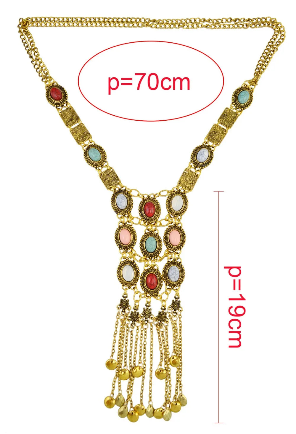 KIMLUD, Vintage Long Chains Rhinestone Statement Necklaces For Women Tassel Pendant Drop Dangle Choker Necklace Bohemian Ethnic Jewelry, KIMLUD Womens Clothes