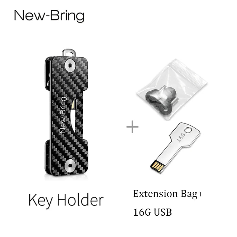 NewBring Smart Key Holder Keychain Car Key Wallets Ring Collector Housekeeper Carbon Fiber G2 DIY EDC Pocket Key Organizer Smart