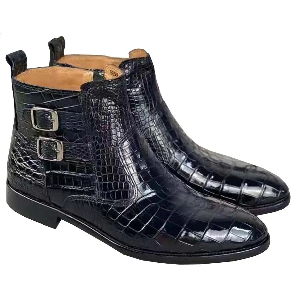 yingshang new arrival men crocodile leather boots men crocodile boots men boots leather sole crocodile belly  shoes for male