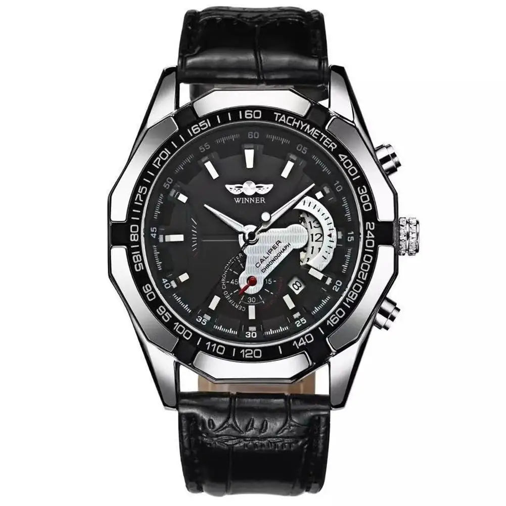 KIMLUD, Hot Sale Winner Watches Men Sports Watches  Stainless Steel Band Auto Date Automatic Mechanical Wristwatches Small seconds Watch, P8, KIMLUD APPAREL - Womens Clothes