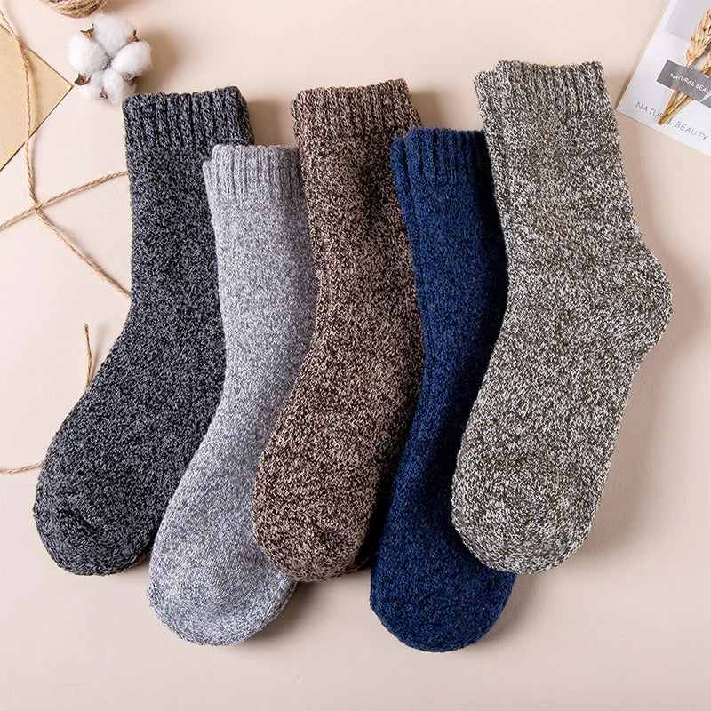 KIMLUD, 5Pairs/Lot Winter Thicken Wool Socks Men's High Quality Towel Keep Warm Sock Cotton Christmas Gift Socks For Male Thermal 38-45, 5 mixed B / SIZE 38-44, KIMLUD APPAREL - Womens Clothes